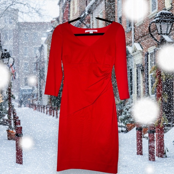 Diane Von Furstenberg ๐ Bevin 3/4 Sleeve Dress, Red, Size 0. Never Worn. - Picture 3 of 9